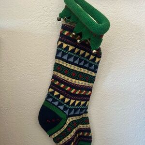 Vintage Knitted Nordic Fair Isle Pattern Christmas Stocking in Warm Rustic Tones